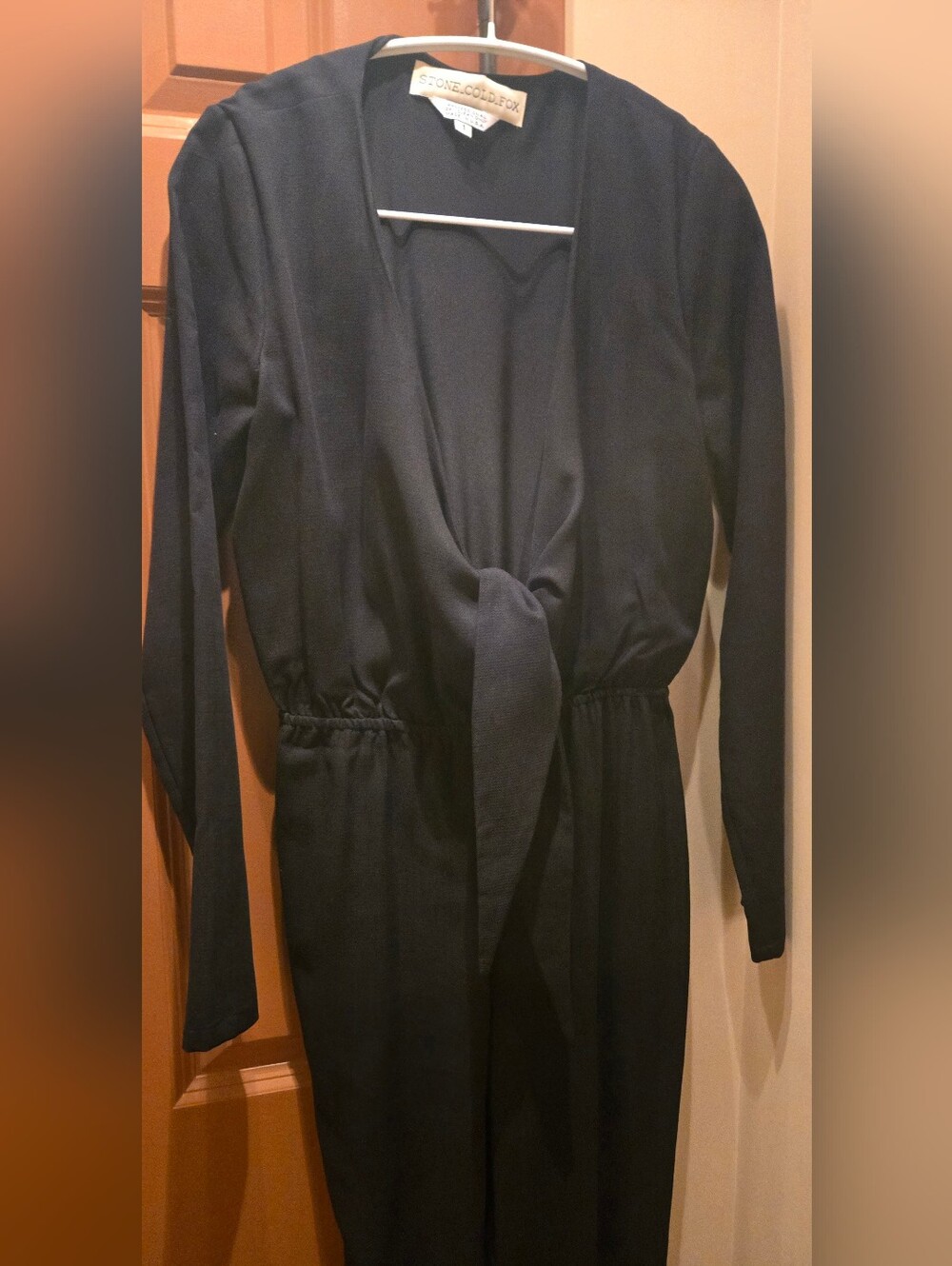 Stone Cold Fox Black Long Sleeve Tie-Front Jumpsuit